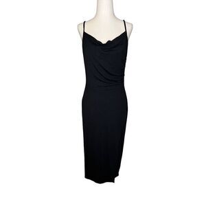 Rachel Zoe dress women’s small black spaghetti strap faux wrap fitted midi